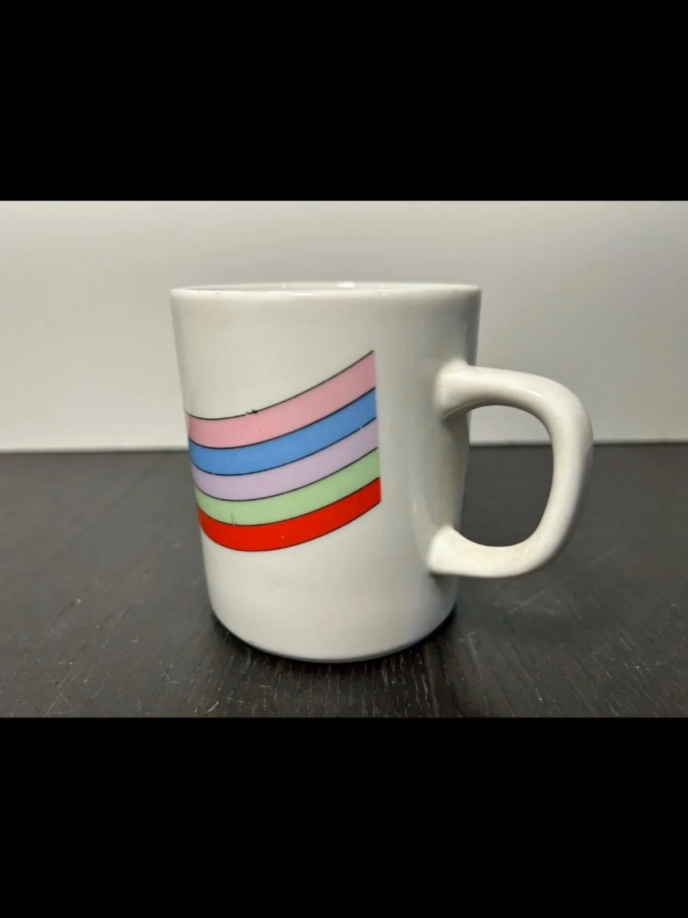 Vintage Roller Skating Bunnies/Rabbits with Rainbow Coffee Mug/Coffee Cup 1980s